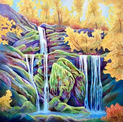 Naramata Falls acrylic painting on canvas